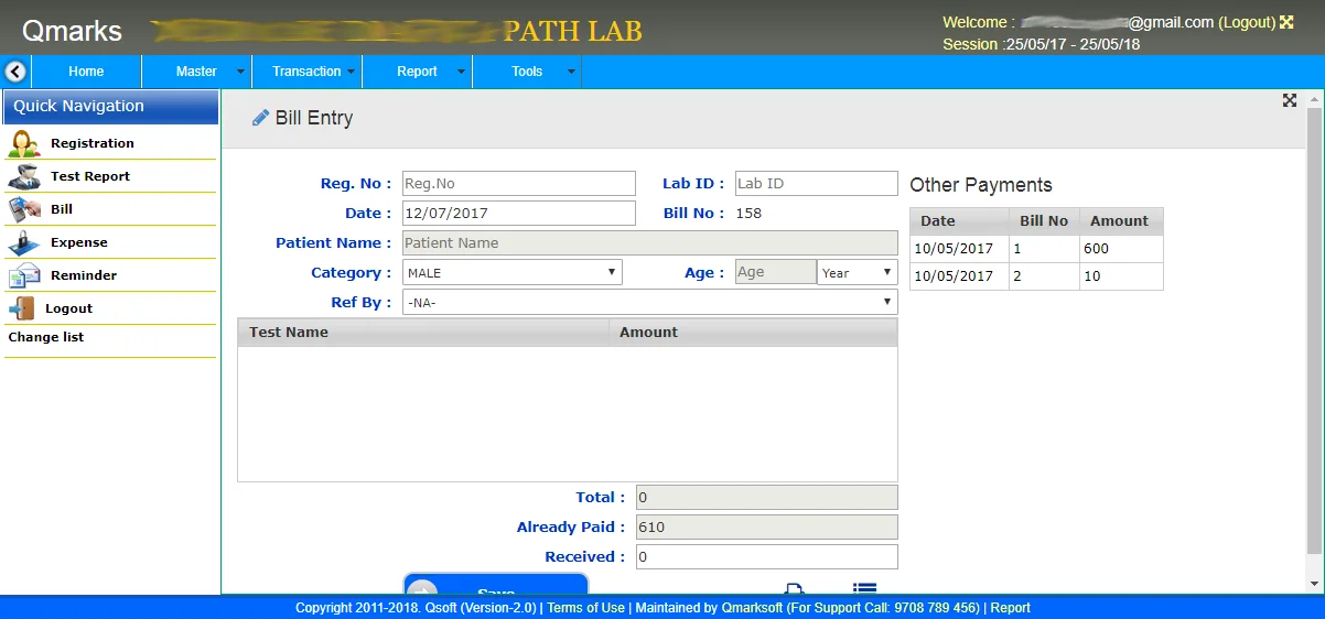 pathology-lab-bill Screen